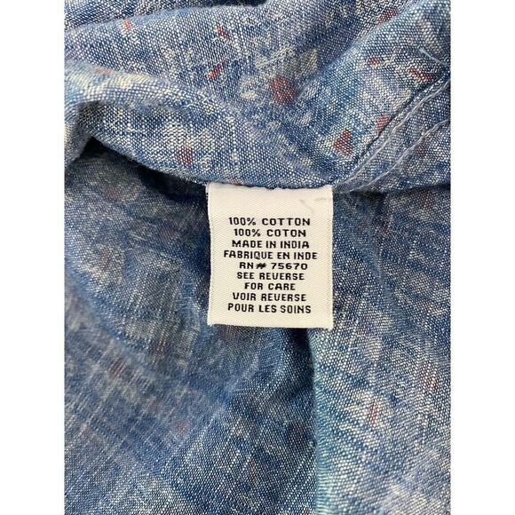 Thread & Cloth Men's M Blue White Red Floral Short Sleeve Button Up Shirt - Picture 5 of 7